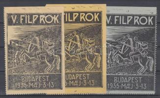 1935 V. FILPROK 3 db bélyegkiállítási levélzáró