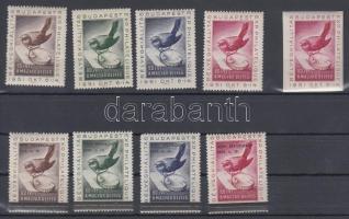 1951-1952 Bélyegkiállítás fogazott + felülnyomott levélzáró sor + 1 vágott (összesen 9 db)