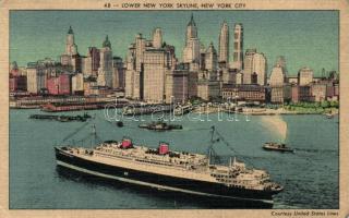 New York City, Lower New York skyline, SS Manhattan (EK)