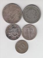 5db klf külföldi ezüstpénz tétel T:vegyes