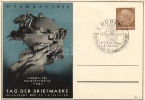 Tag der Briefmarke 1938, Reichsbund der Philatelisten; Denkmal des Weltpostvereins in Bern / Stamp Day 1938, Universal Postal monument in Bern, Ga. So.Stpl (non pc) (EK)
