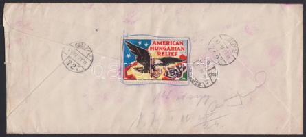 1947 USA levél amerikai-magyar levélzáróval Magyarországra küldve