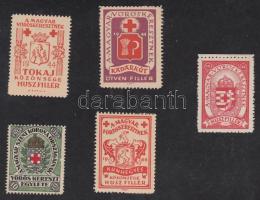 1914-44 5 db klf Vöröskereszt levélzáró