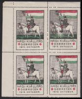 1915 Hadi kiállítás Debrecen levélzáró négyestömb