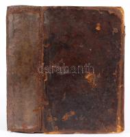 cca 1800 Szlovák nyelvű Biblia. Korabeli egészbőr kötésben, a kötéstáblán több helyen szúrágás nyomai. A címlap hiányzik, a hátsó előzéklapon bejegyzések /  Slovakian Bible, leather binding (somewhat worn), title page missing, notes on back pastedown endpaper