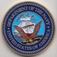 Amerikai Egyesült Államok DN "Haditengerészet" aranyozott emlékérem (40mm) T:PP USA ND "Department of the Navy" gilt multicolour medallion (40mm) C:PP