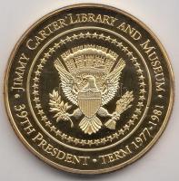 Amerikai Egyesült Államok DN "Jimmy Carter Könyvtár és Múzeum" aranyozott emlékérem (40mm) T:PP USA ND "Jimmy Carter Library and Museum" gilt multicolour medallion (40mm) C:PP