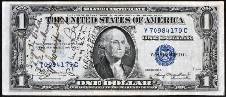 1 USD bankjegy rajta Ronald Reagan amerikai elnök saját kezű aláírásával /  1 USD banknote with autograph signature of president Ronald Reagan