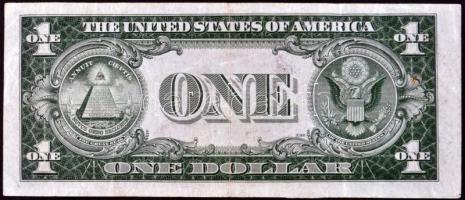 1 USD bankjegy rajta Ronald Reagan amerikai elnök saját kezű aláírásával / 
1 USD banknote with auto...