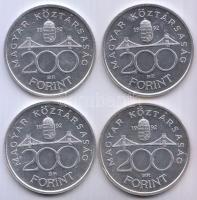 1992. 200Ft Ag "MNB" (4x) T:2