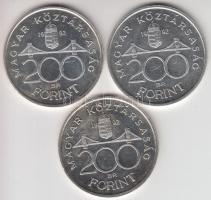 1992. 200Ft Ag "MNB" (3x) T:2