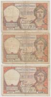 Jugoszlávia 1926 10D (3x) T:III Yugoslavia 1926. 10 Dinara (3x) C:F