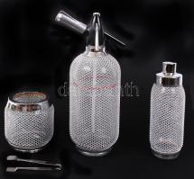 Ital készítő készlet: Szódásüveg, shaker, jégkocka tartó, újszerű állapotban