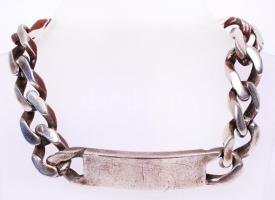 Modern, jelzett ezüst (Ag) férfi karkötő /  Silver men's bracelet, hallmarked, 23cm, 76gr