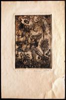 Kolozsvári G. Miklós (1950-): A mester. Rézkarc, foltos, papír, jelzett, 13×9 cm
