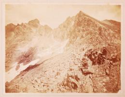 cca 1880 Divald Károly: A magas Tátrából - Aus der hohen Tátra: A lengyel nyereg Divald Károly eperjesi műterméből, kartonra kasírozva, 32x24cm