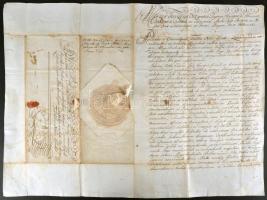 1741 Hivatalos levél Mária Terézia császárnő, Gróf Batthyány Lajos és Végh Péter későbbi személynök,...