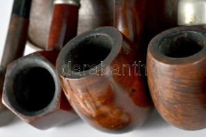 6db pipa, 2db pipatömőszett és egy dohányos tasak / 
6 pipes, 2 pipe stuffing set and a tobacco bag