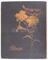 cca 1900-1910 75db fotó és képeslap dombornyomott, aranyozott, szecessziós albumban (főleg családi, ...