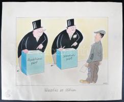 Kassowitz Félix (1907-1983): Választás az USA-ban. Vegyes technika,papír, jelzett, foltos, 26×32 cm