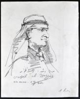 Márton Ferenc (1884-1940): 1933 Jaboree: Szír cserkész vezető. Ceruza, papír, jelzett, 20×16 cm