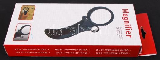 Magnifier többfunkciós nagyító 2,5 x / 25 x / 55 x nagyítással, led lámpával, UV fénnyel, hozzá tart...