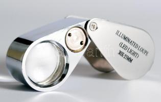 Új, 30x-os LED-es ékszerész nagyító elemmel / New jewellers magnifier with LED