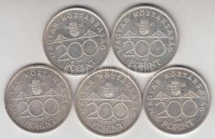 1992. 200Ft Ag "MNB" (5x) T:2