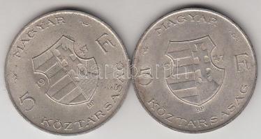 1947. 5Ft Ag "Kossuth" (2x) T:2-,3