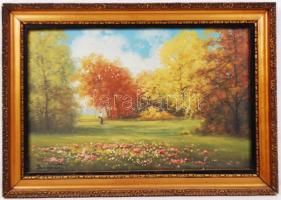 Beqeui jelzéssel: Tisztáson. Olaj, karton, szép antik keretben 38×47 cm