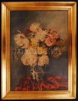 Szontagh jelzéssel: Virágcsendélet. Akvarell, papír, üvegezett keretben, 70×54 cm