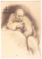 Ék Sándor (1902-1975): Magányosan I. Grafit, papír, jelzett (A. Leicht), 34x26cm