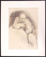 Ék Sándor (1902-1975): Magányosan I. Grafit, papír, jelzett (A. Leicht), 34x26cm