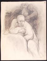 Ék Sándor (1902-1975): Magányosan II. Grafit, papír, jelzett (A. Leicht), paszpartuban, 40x32cm