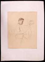 Ék Sándor (1902-1975): Üzenet. Grafit, papír, jelzett (A. Keil), paszpartuzva, 47x34cm