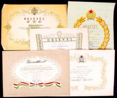 Cca 1950 Oklevél tétel, benne Ftc és Előre Sc., összesen:13 db