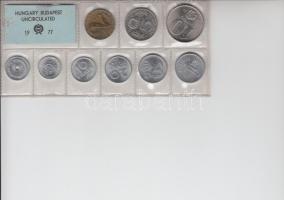 1977. 2f-10Ft 9db klf érmés forgalmi sor fóliatokban T:1