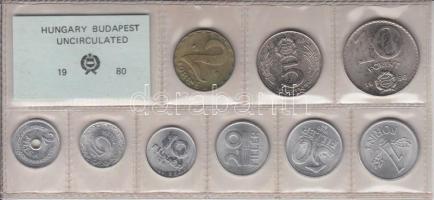 1980. 2f-10Ft 9db klf érmés forgalmi sor fóliatokban T:1