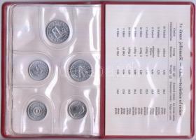 1971. 2f-10Ft 9kklf "Magyar Népköztársaság" forgalmi érméi bordó műbőrtokban T:1