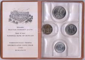 1980. 2f-10Ft 9klf "Magyar Népköztársaság" forgalmi érméi világosbarna műbőrtokban T:1