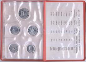 1976. 2f-10Ft 9klf "Magyar Népköztársaság" forgalmi érméi narancssárga műbőrtokban T:1