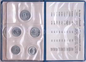 1975. 2f-10Ft 9klf "Magyar Népköztársaság" forgalmi érméi "kalauzkék" műbőrtokba...