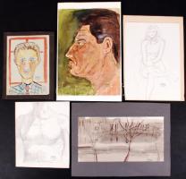 Hornyánszky Gyula pecséttel: 6db rajz, akvarell, 30×20 cm