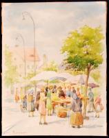 Turmayer jelzéssel: Piaci élet. Akvarell, papír, 32×25 cm