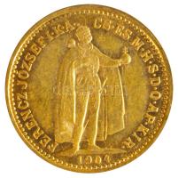 1904KB 10K Au "Ferenc József" (3.38/0.900g) T:2 Hungary 1904. 10 Korona Au "Franz Joseph" Kremnitz (3.38g/0.900) C:XF