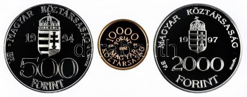 1992. 10.000Ft Au "Károly Róbert" (6.982g/0.986) + 1994. 500Ft Ag "Integráció az EU-b...