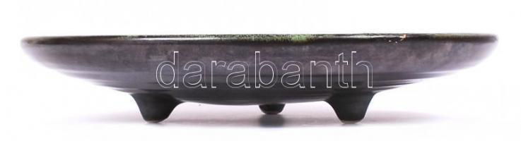 Gorka Iparművészeti Vállalat, rákos dísztál, mázas kerámia, jelzett, apró mázhiba, m:6 cm, d:31 cm