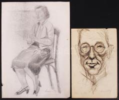 Domanovszky jelzéssel: 2 db vázlat rajz, ceruza papír, 23×14 cm