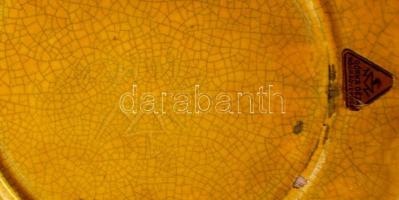 Gorka Géza (1895-1971): Három füles tál, repesztett mázas, jelzett, apró máz hibákkal, d:25 cm, m:6 ...