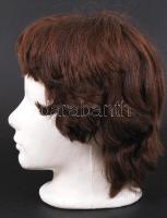 Valódi hajból készült, nem használt paróka, próba fejjel, 19×22 cm